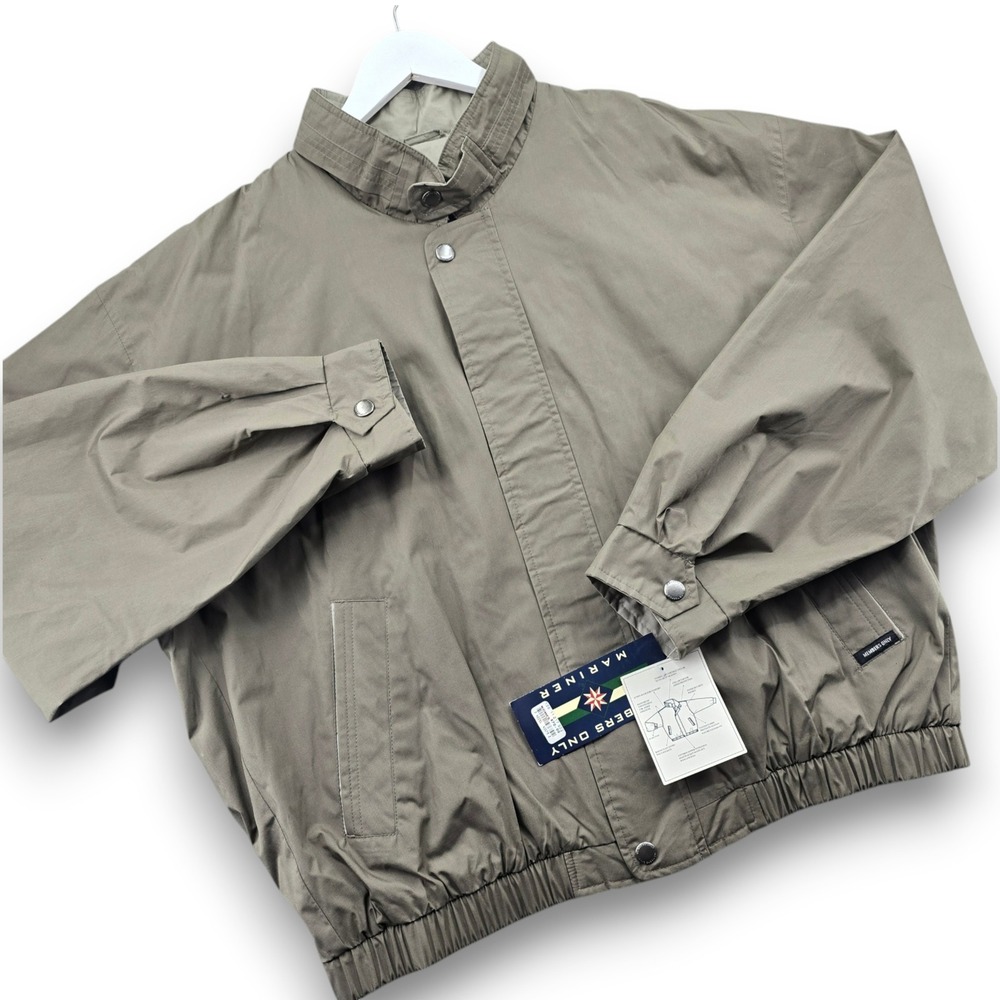 Members Only Mariner Jacket Mens XL Khaki Tan Coated Zip Front Snap NWT